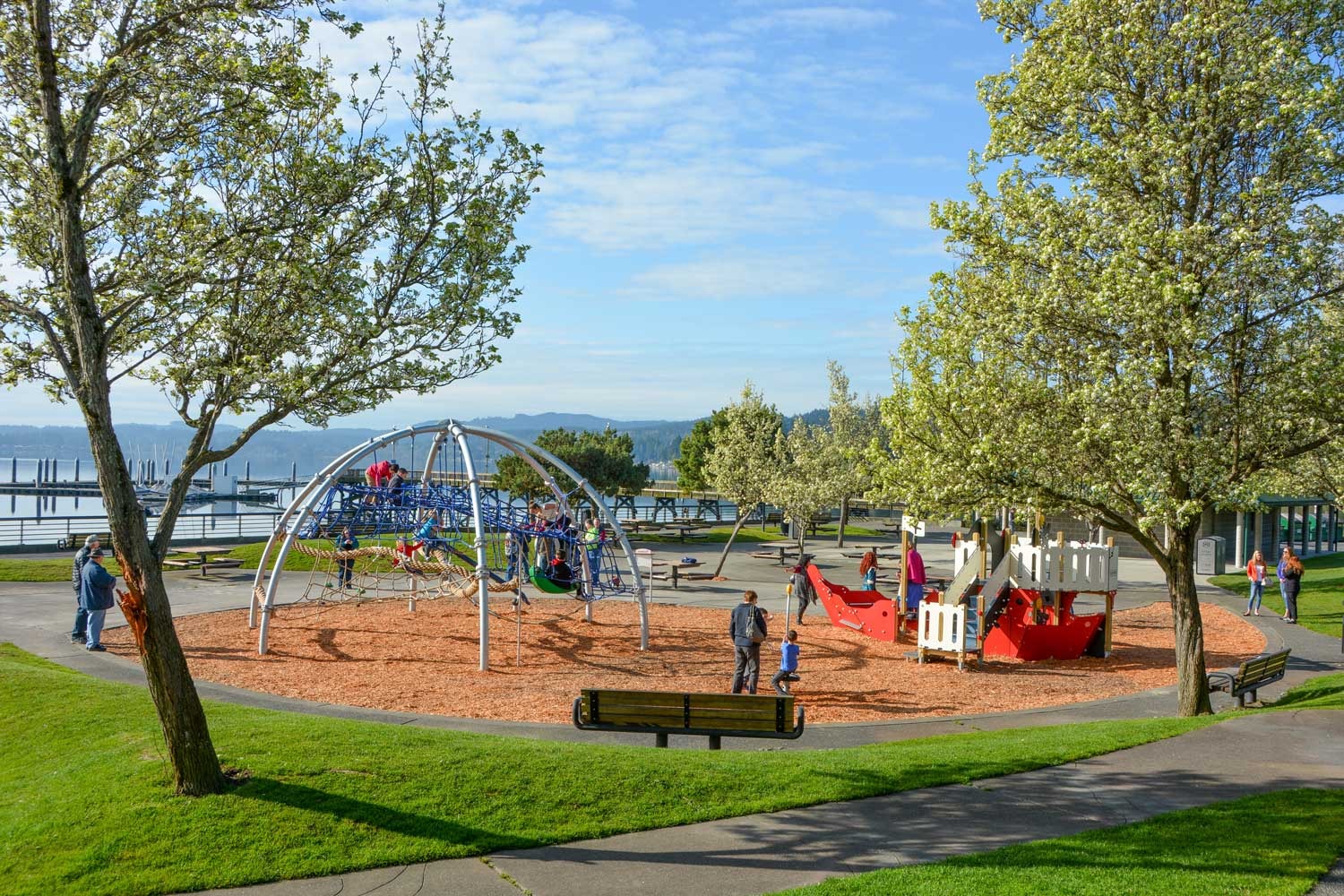 Playground and covered picnic area at Silverdale Waterfront Park